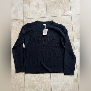 Hem & Thread Black Crew Neck Sweater Classic Fit